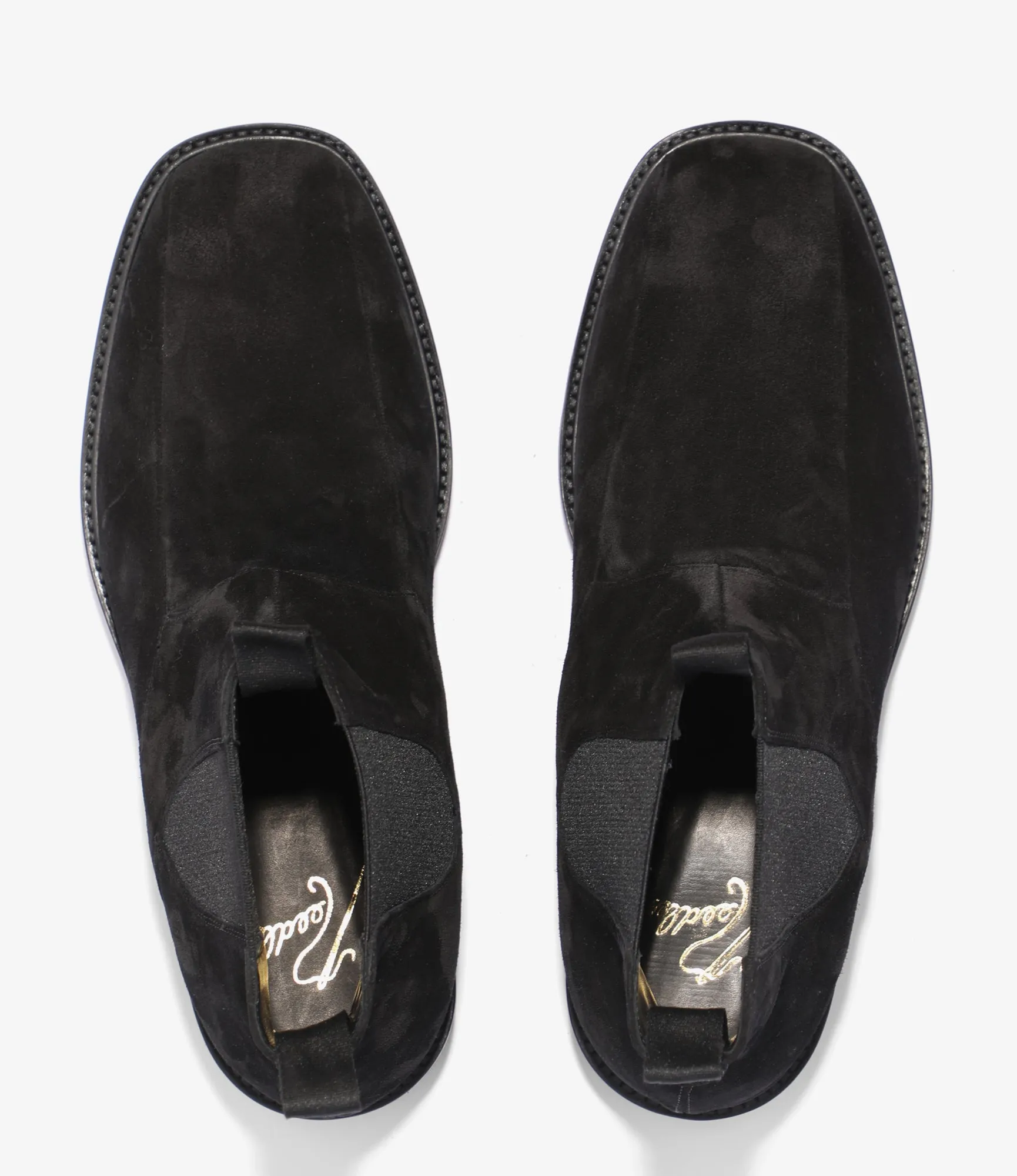 Square Toe Chelsea Boot – Black Suede