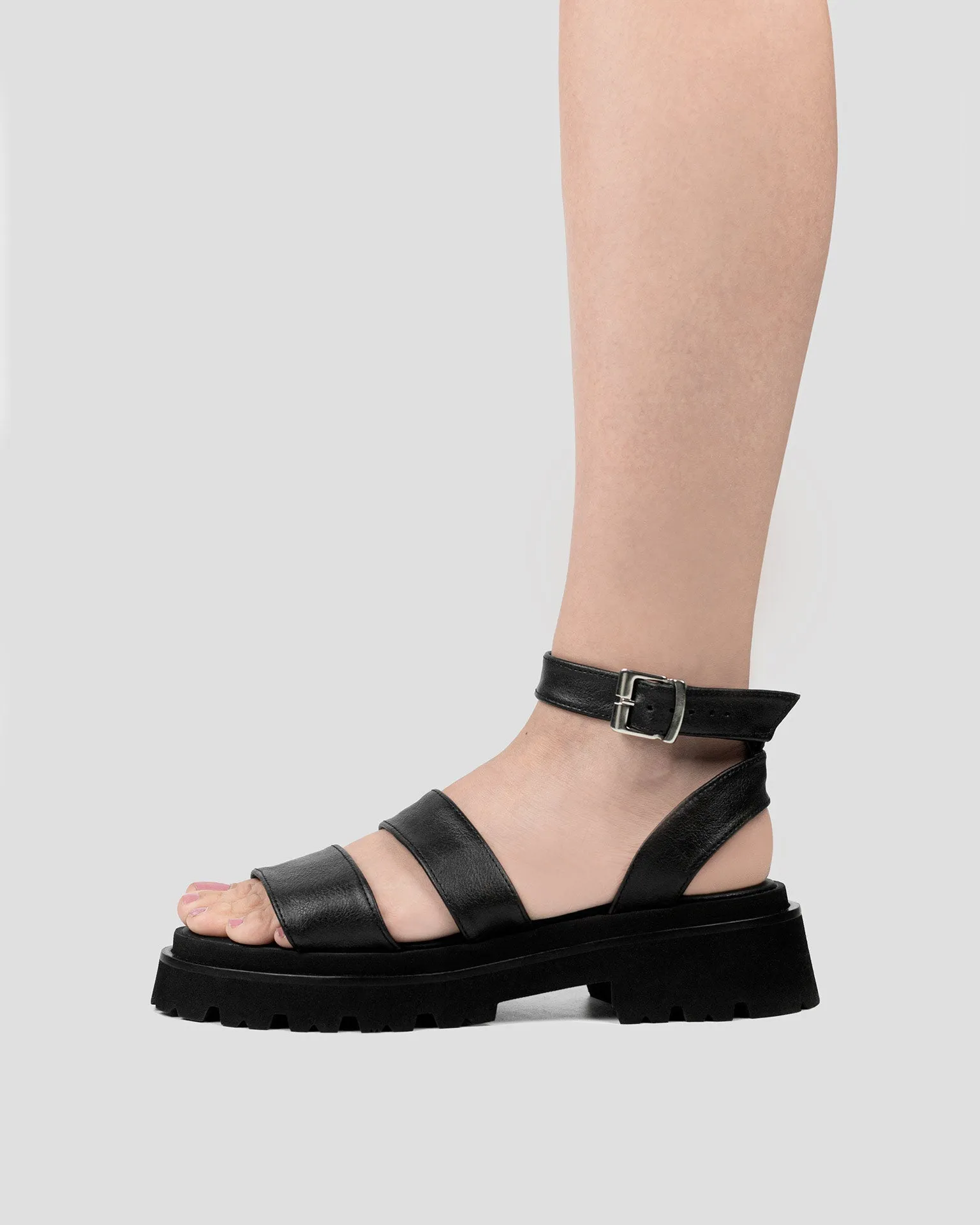 Strappy Desserto® Cactus Leather Sandals | Black