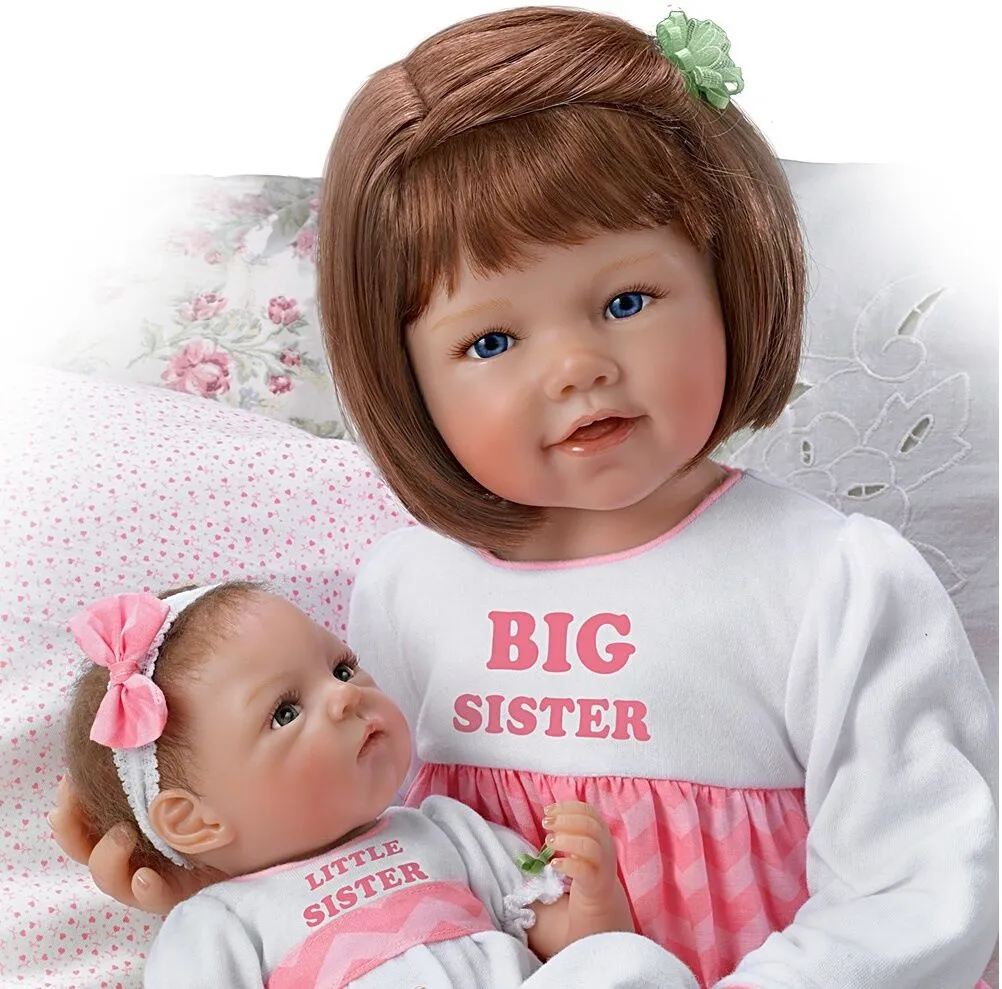 The Ashton - Drake Galleries A Sister's Love Child and Baby Girl Doll Set Lifelike So Truly Real® Signature Edition Weighted Fully Poseable with Soft RealTouch® Vinyl Skin  by Waltraud Hanl 24"-Inches