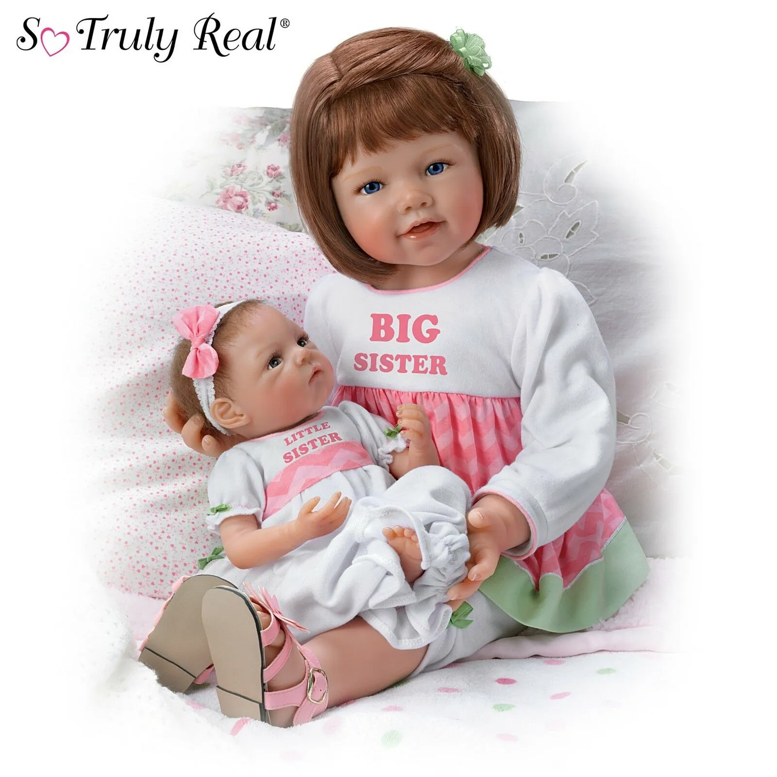 The Ashton - Drake Galleries A Sister's Love Child and Baby Girl Doll Set Lifelike So Truly Real® Signature Edition Weighted Fully Poseable with Soft RealTouch® Vinyl Skin  by Waltraud Hanl 24"-Inches