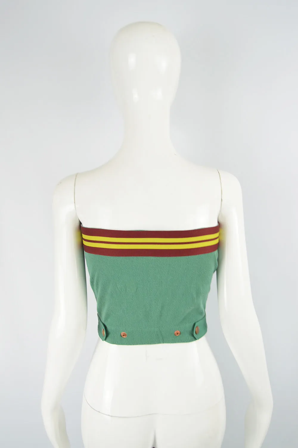 Vintage Green Denim Bustier, 1980s