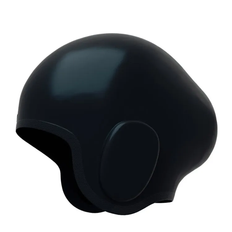 WAVE Waterproof Solid Color Ear Guard Silicone Swimming Cap, Color: Long Hair Black