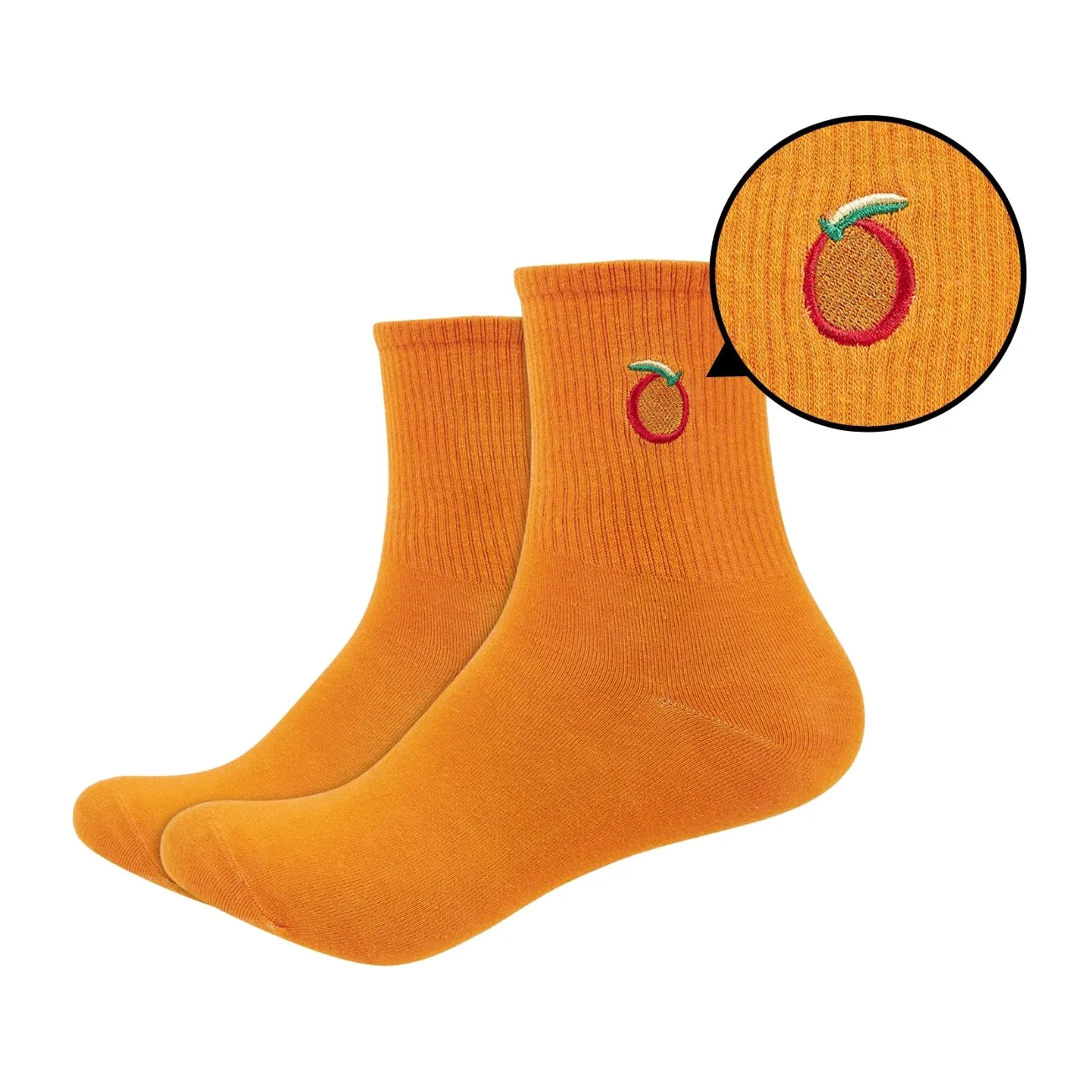 Women's Colored Quarter Length Socks with Fruit Patch