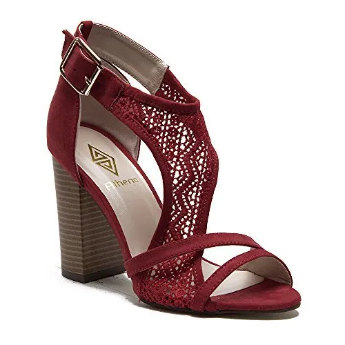 Women's Emily Chunky Block Heel Designer Lace Sandals