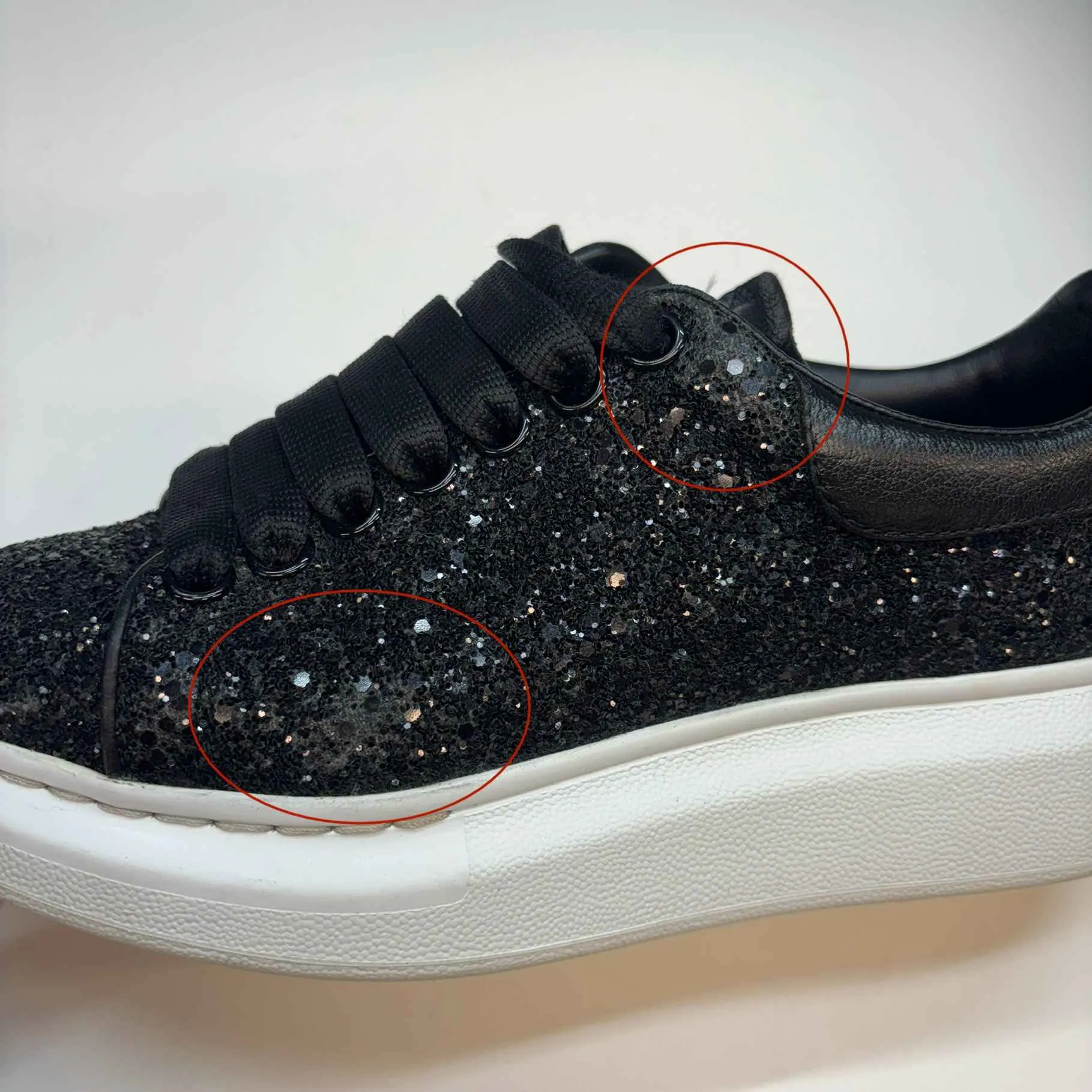 Women's Oversized Glitter Low Trainers Black Size EU 36.5 / UK 3.5